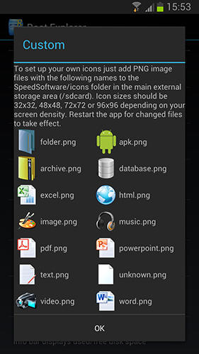 Capturas de tela do programa Root explorer em celular ou tablete Android.