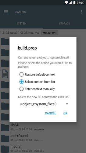 Les captures d'écran du programme Root Explorer pour le portable ou la tablette Android.