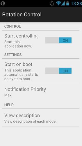 Die App Rotation control für Android, Laden Sie kostenlos Programme für Smartphones und Tablets herunter.