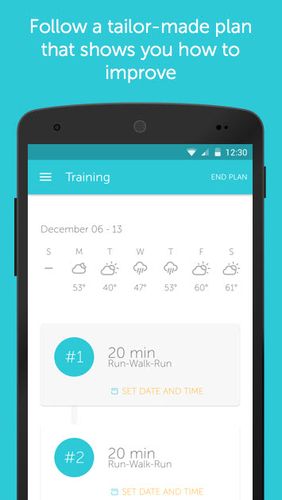 Capturas de pantalla del programa Runkeeper - GPS track run para teléfono o tableta Android.
