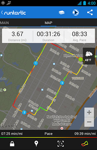 Aplicación Runtastic pro GPS para Android, descargar gratis programas para tabletas y teléfonos.