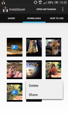 Les captures d'écran du programme Saver reposter for Instagram pour le portable ou la tablette Android.