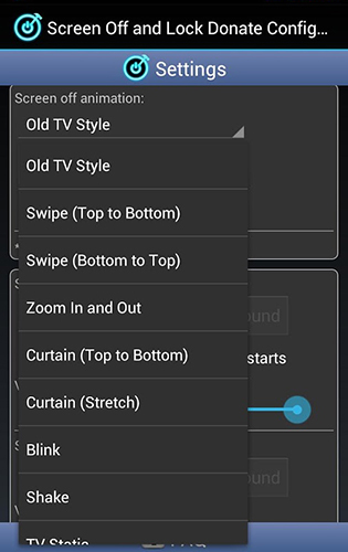 Les captures d'écran du programme Screen off and lock pour le portable ou la tablette Android.