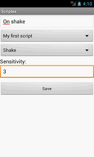 Les captures d'écran du programme Scriptex pour le portable ou la tablette Android.