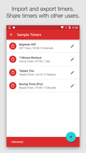 アンドロイドの携帯電話やタブレット用のプログラムSeconds Pro: Interval Timer のスクリーンショット。