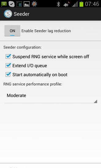 Capturas de tela do programa Seeder em celular ou tablete Android.