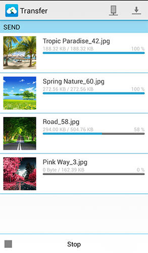 Capturas de pantalla del programa Send anywhere: File transfer para teléfono o tableta Android.