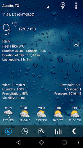 Capturas de tela do programa Sense v2 flip clock and weather em celular ou tablete Android.