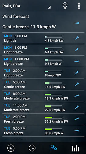 Screenshots of Sense v2 flip clock and weather program for Android phone or tablet.