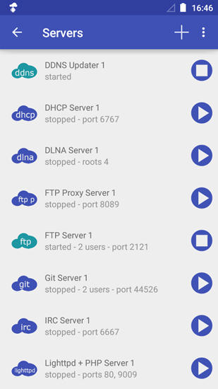 Les captures d'écran du programme Servers Ultimate pour le portable ou la tablette Android.