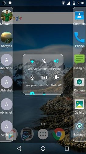Capturas de tela do programa SideBar em celular ou tablete Android.