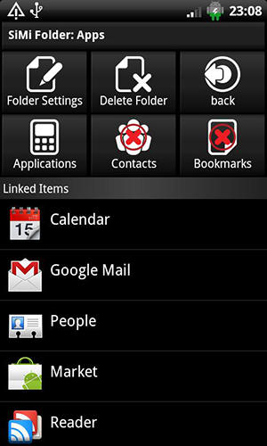 Les captures d'écran du programme SiMi folder widget pour le portable ou la tablette Android.