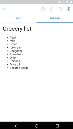 Скріншот додатки Simplenote для Андроїд. Робочий процес.