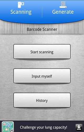 Screenshots of QR code: Barcode scanner program for Android phone or tablet.