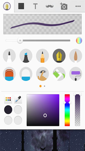アンドロイドの携帯電話やタブレット用のプログラムSketch: Draw and paint のスクリーンショット。