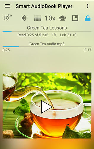 Les captures d'écran du programme Smart audioBook player pour le portable ou la tablette Android.