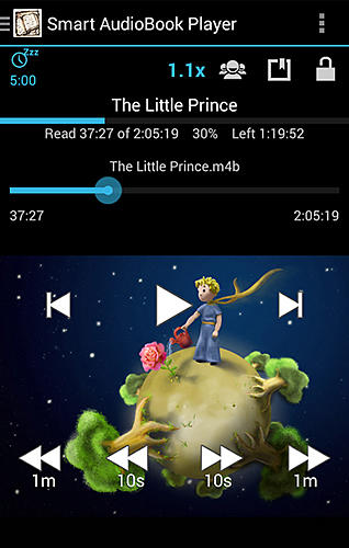 Screenshots of Smart audioBook player program for Android phone or tablet.