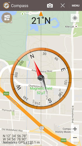 Screenshots of Smart compass program for Android phone or tablet.