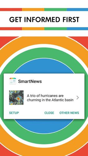 Capturas de pantalla del programa SmartNews: Breaking news headlines para teléfono o tableta Android.