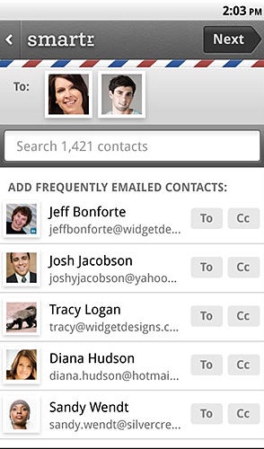 Baixar grátis Smartr contacts para Android. Programas para celulares e tablets.
