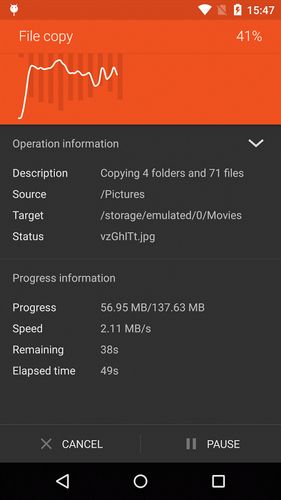 Les captures d'écran du programme Solid explorer file manager pour le portable ou la tablette Android.