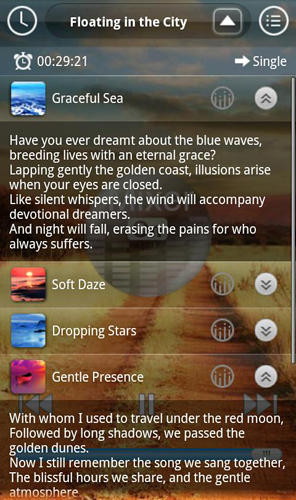 Les captures d'écran du programme Sound sleep: Deluxe pour le portable ou la tablette Android.