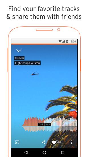 Screenshots of SoundCloud program for Android phone or tablet.