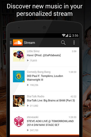 Capturas de tela do programa SoundCloud - Music and Audio em celular ou tablete Android.