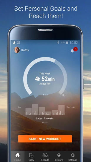 Capturas de pantalla del programa Runtastic pro GPS para teléfono o tableta Android.