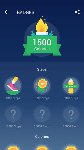 Screenshots des Programms Step counter - Pedometer free & Calorie counter für Android-Smartphones oder Tablets.