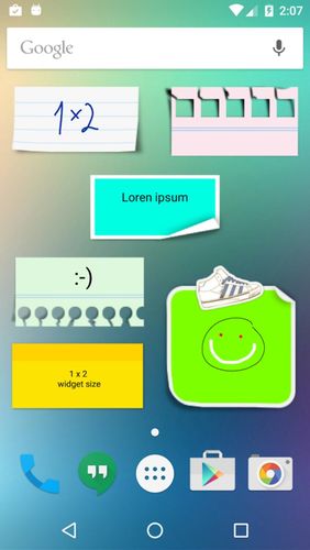 Screenshots of Sticky notes program for Android phone or tablet.