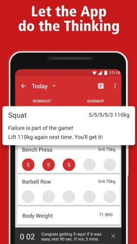 Aplicación StrongLifts 5x5: Workout gym log & Personal trainer para Android, descargar gratis programas para tabletas y teléfonos.
