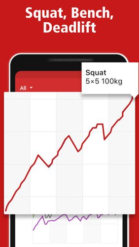 Screenshots des Programms StrongLifts 5x5: Workout gym log & Personal trainer für Android-Smartphones oder Tablets.