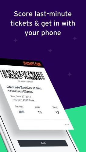 Screenshots of StubHub - Tickets to sports, concerts & events program for Android phone or tablet.