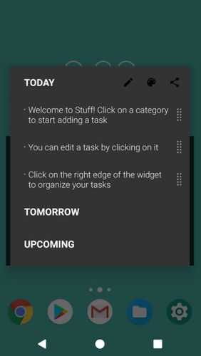 Скріншот додатки Stuff - Todo widget для Андроїд. Робочий процес.