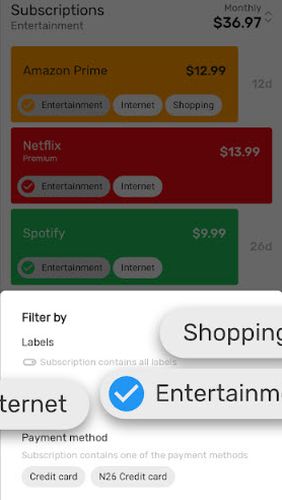 Subscriptions - Manage your regular expenses