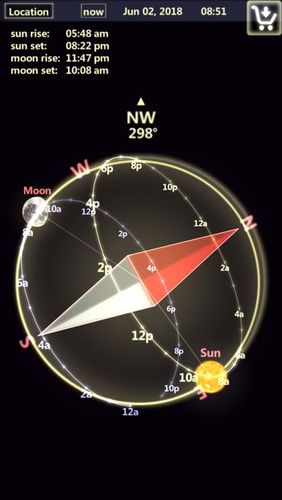 Скріншот програми Sun & Moon tracker на Андроїд телефон або планшет.