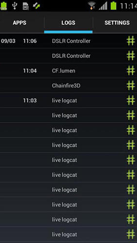 Capturas de pantalla del programa BusyBox Panel para teléfono o tableta Android.