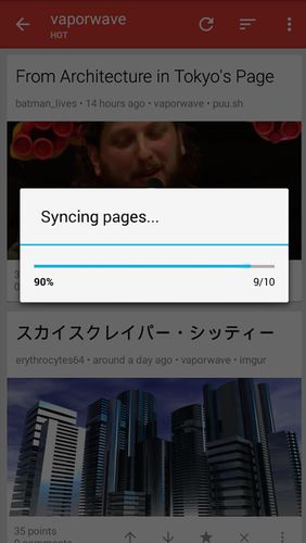 Screenshots of Sync for reddit program for Android phone or tablet.