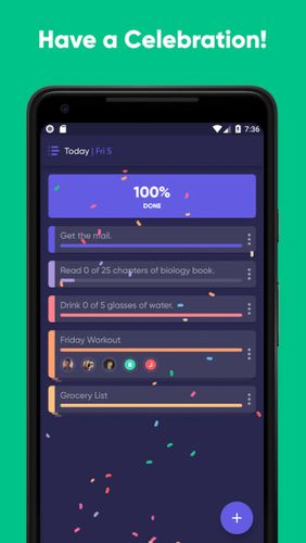 Capturas de tela do programa Taskful: The smart to-do list em celular ou tablete Android.