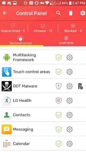 アンドロイドの携帯電話やタブレット用のプログラムRedmorph - The ultimate security and privacy solution のスクリーンショット。
