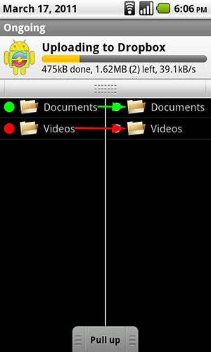Capturas de pantalla del programa Titanium: Media sync para teléfono o tableta Android.
