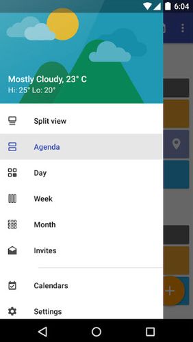 Capturas de tela do programa Today calendar em celular ou tablete Android.