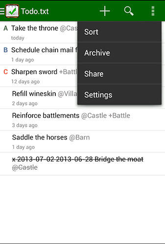 Додаток Todo.txt для Андроїд, скачати безкоштовно програми для планшетів і телефонів.