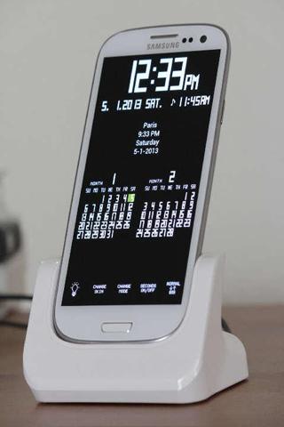 アンドロイドの携帯電話やタブレット用のプログラムTokiClock: World Clock and Calendar のスクリーンショット。