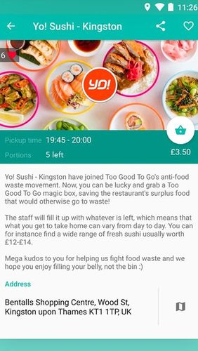 Screenshots des Programms Too good to go - Fight food waste, save great food für Android-Smartphones oder Tablets.