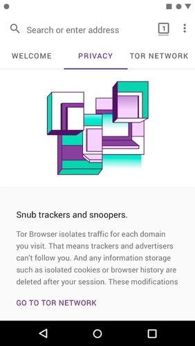 Screenshots of Tor browser for Android program for Android phone or tablet.