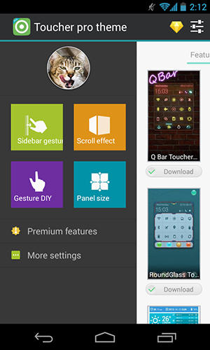 Screenshots of Toucher program for Android phone or tablet.