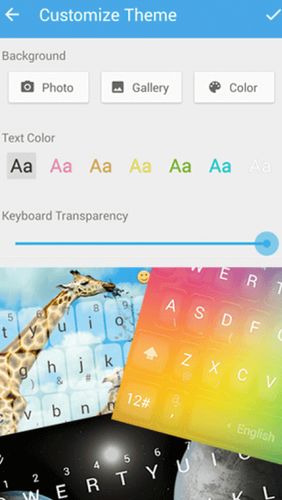 Screenshots des Programms TouchPal keyboard - Cute emoji, theme, sticker and GIFs für Android-Smartphones oder Tablets.