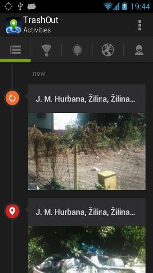 Capturas de tela do programa TrashOut em celular ou tablete Android.